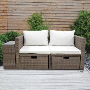 Set de jardín 5 piezas estilo ratán beige