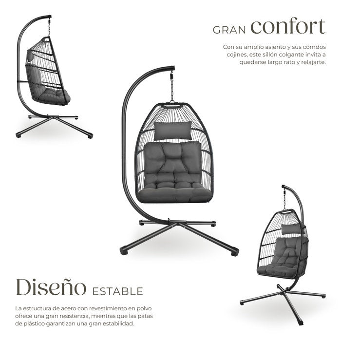 Silla colgante ARIANE gris oscuro