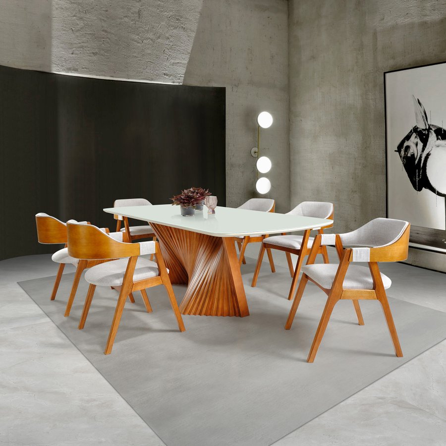 Juego de mesa de Lyon + Sillas ámbar Lite Wood + Lino gris