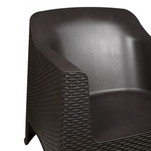 Combo de jardín estilo ratán de 4 piezas color café, 1 sofá dúo + 2 sillones individuales + 1 mesa de centro