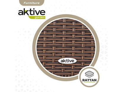 Sillón + Mesa AKTIVE (Negro - Acero, Ratán, Cristal, Poliéster - 60x61x100 cm)