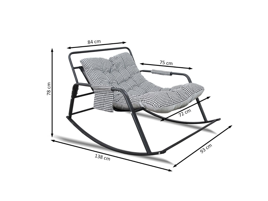 Pack Silla Mecedora Tumbona NW 2ud. Muebles de Dormitorio, Jardin o Terraza, Gris SALDOSYSTOCKS