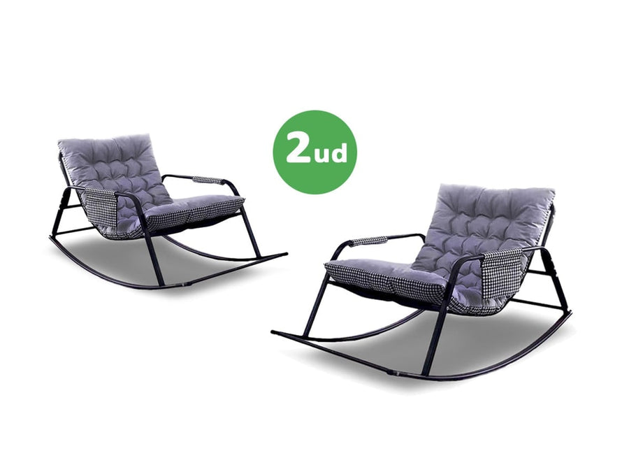 Pack Silla Mecedora Tumbona NW 2ud. Muebles de Dormitorio, Jardin o Terraza, Gris SALDOSYSTOCKS