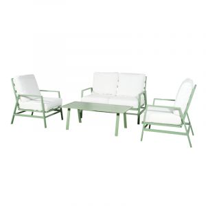 Sala 4 plazas metal verde
