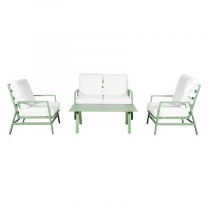 Sala 4 plazas metal verde