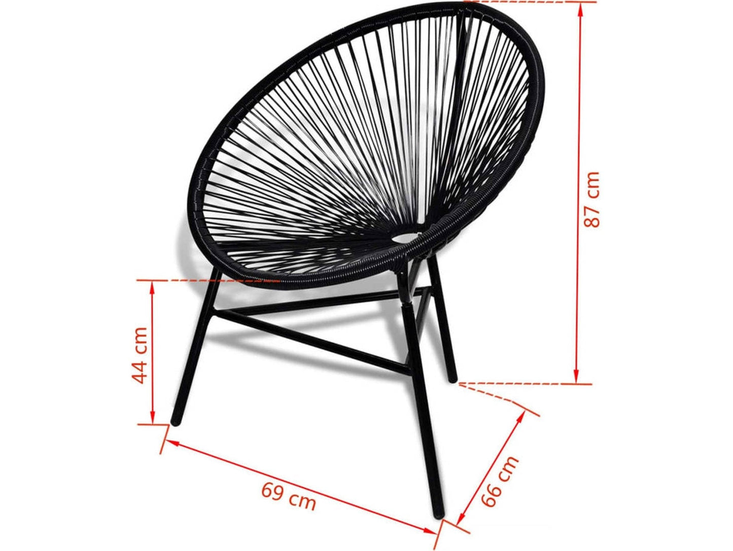 Silla Jardin VIDAXL Negro Poli Ratán (69x66x87 cm)