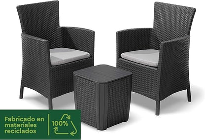 KETER IOWA GREY Conjunto de Sillón y Mesa para Balcón Terraza Exterior