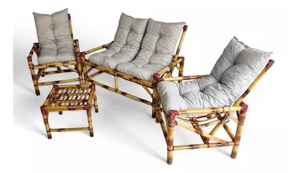 Kit 02 Sillas + Loveseat de Bambú Tratado Resistente