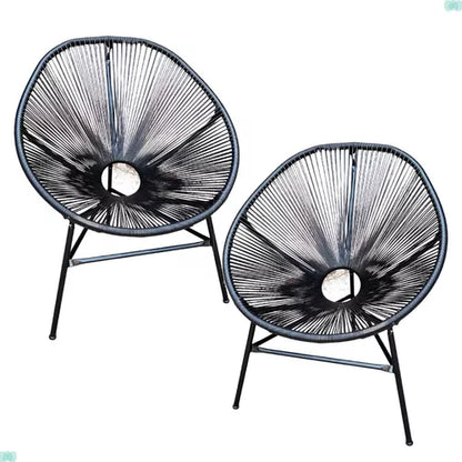 Kit 2 Sillas Balcón Fibra Sintética Negra Hogar y Jardín