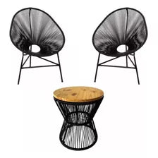 2 Sillas Acapulco Sillón Fibra Sintética Mesa Reloj de Arena