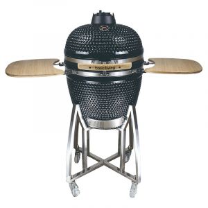 Parrilla de carbón estilo Kamado acabado cerámico incluye tabla para pizza Basic Living