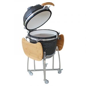 Parrilla de carbón estilo Kamado acabado cerámico incluye tabla para pizza Basic Living