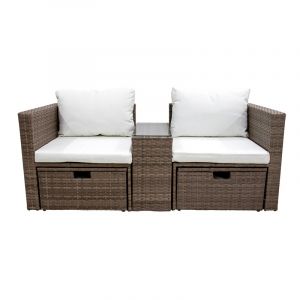 Set de jardín 5 piezas estilo ratán beige