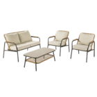 Conjunto de Jardín con Sofá, Butaca y Mesa de Centro 4 Plazas Acero Beige Etos Naterial