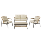 Conjunto de Jardín con Sofá, Butaca y Mesa de Centro 4 Plazas Acero Beige Etos Naterial