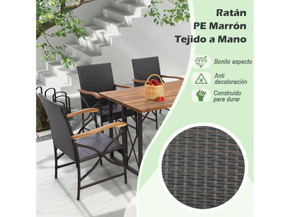 2 Silla Jardin Exterior con Cojín Suave con Cremallera, Marco de Metal Resistente, Sillas Terraza Mimbre COSTWAY