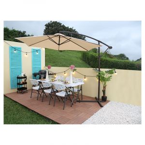 Sombrilla colgante para patio redonda 300x300x250 cm beige