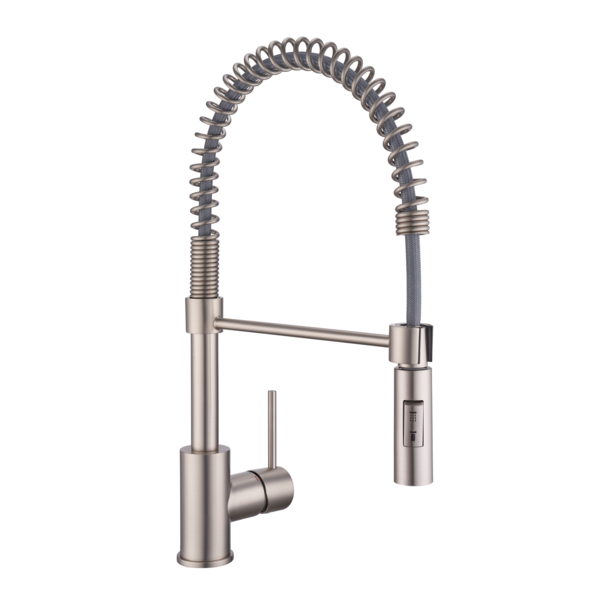 Grifo de cocina de un solo manejo gourmet con un alto y flexible pico de acero cepillado Tomas Delinia